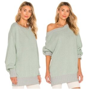 Free People Lime Grey Combo Chunky Street Fair
Tunic Sweater Size Small